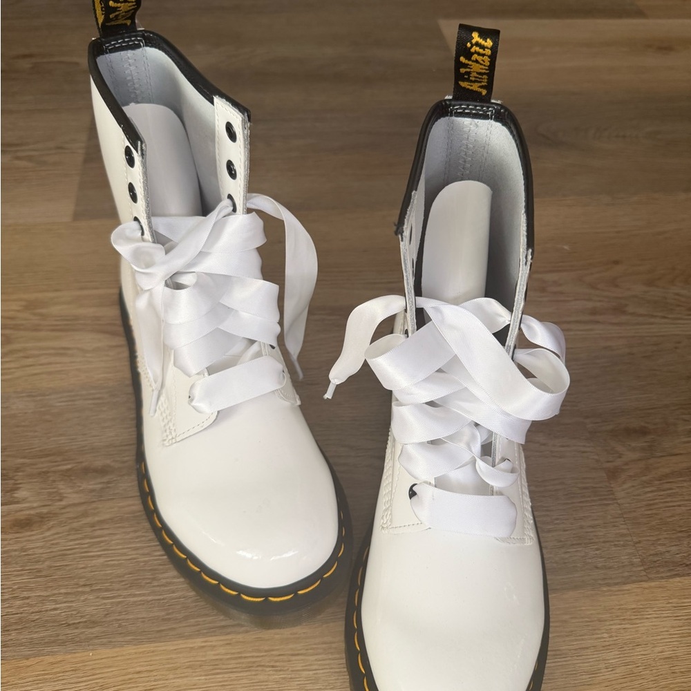 Dr. Martens White and Black Combat Boots